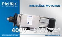 Kreissägemotor 400 V, Kompaktbauweise, optional mit Bremse - Zum Vergrößern klicken